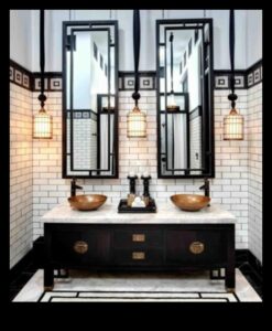 Art Deco vannas istabas dekoru iedvesmas